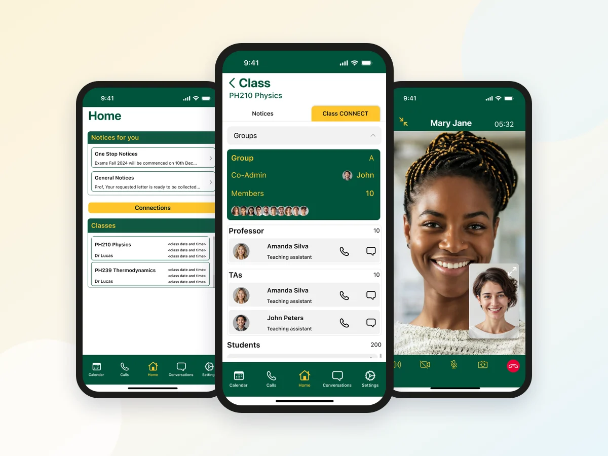 UniConnect: university home, class groups and video call