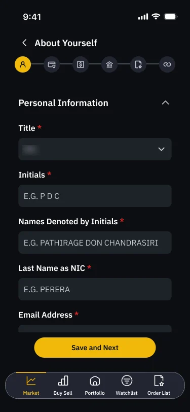 CDS account opening personal information form