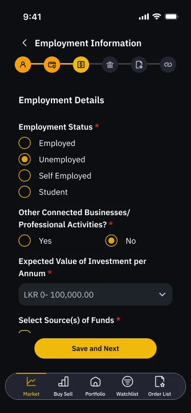 CDS account opening employment information form