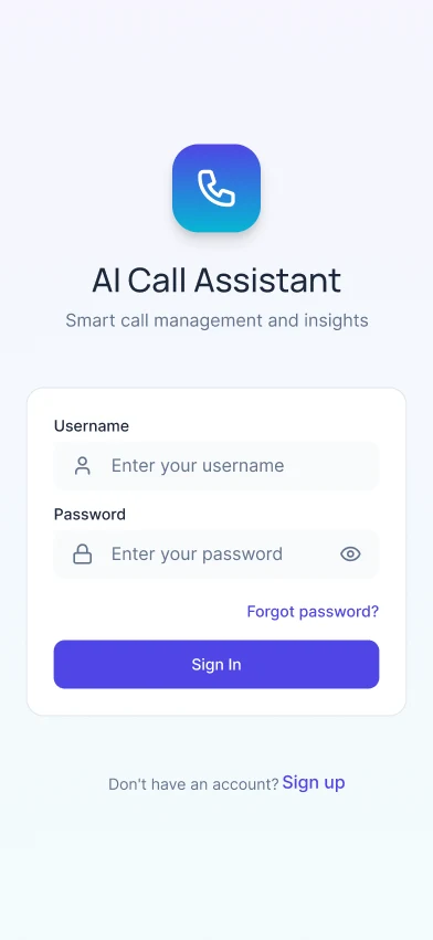 AI Voice Agent: Sign in