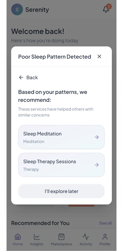 Mental Health App: Personalised recommendations