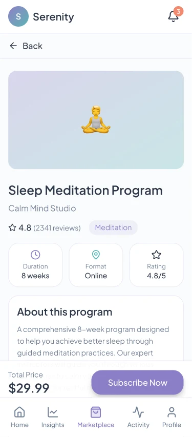 Mental Health App: Sleep meditation program