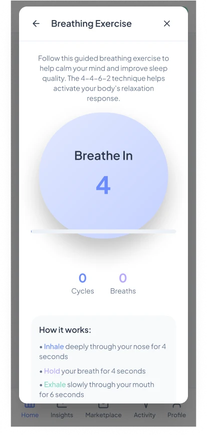 Mental Health App: Breathing exercise: breathe in