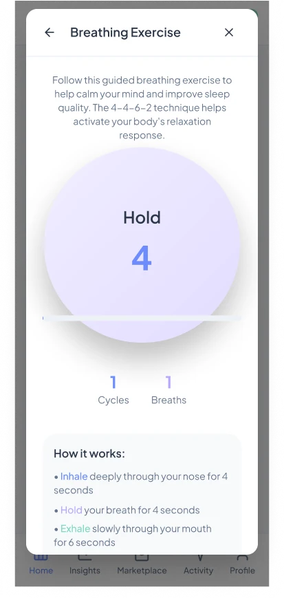 Mental Health App: Breathing exercise: hold
