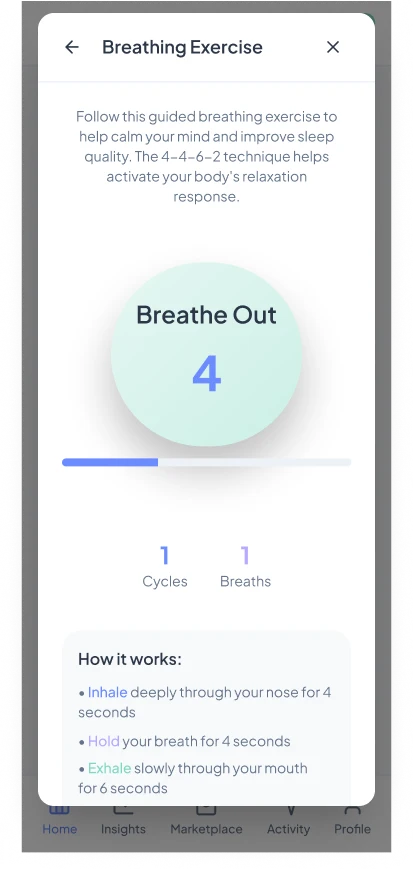 Mental Health App: Breathing exercise: breathe out