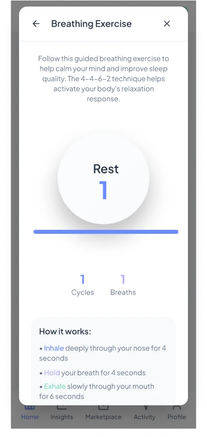 Mental Health App: Breathing exercise: rest
