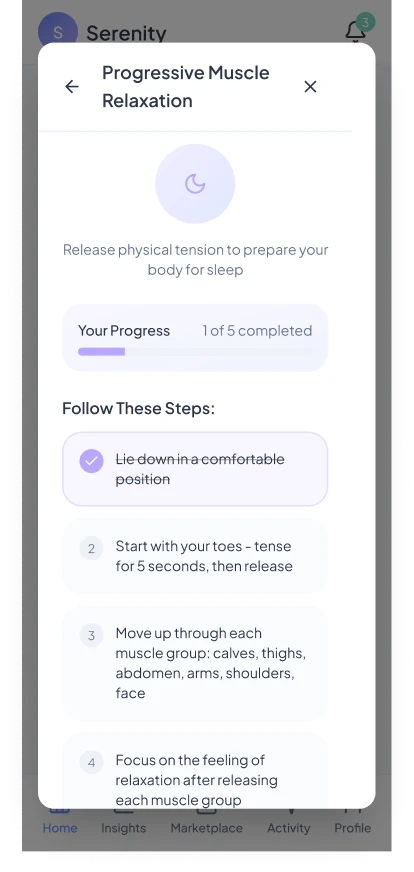 Mental Health App: Muscle relaxation: step 1 done