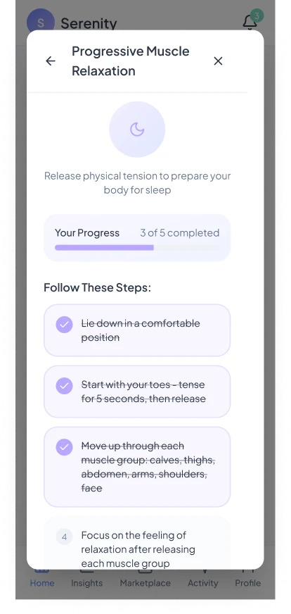 Mental Health App: Muscle relaxation: step 3 done