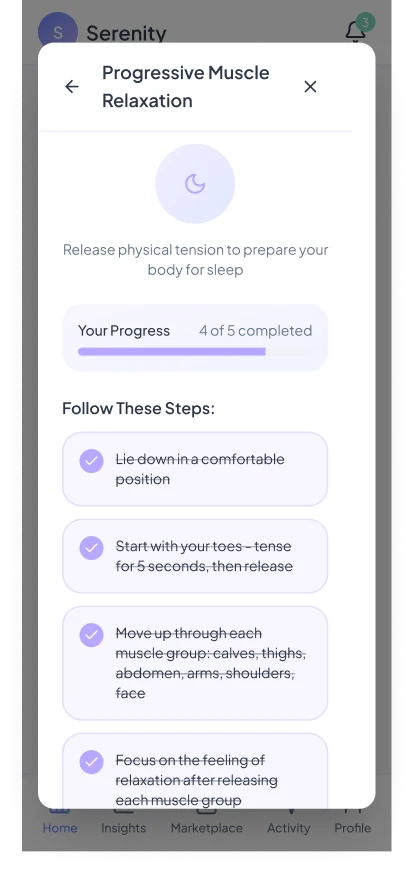 Mental Health App: Muscle relaxation: step 4 done