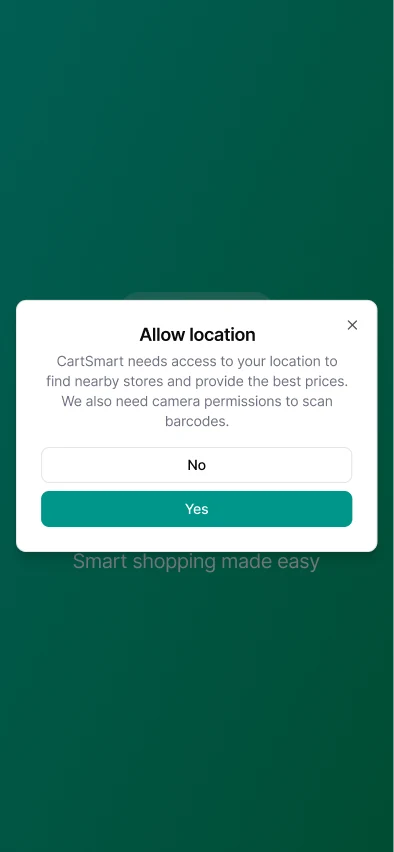 SmartCart: Permisson screen
