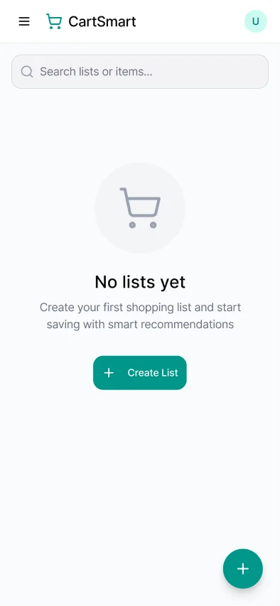 SmartCart: Empty list screen
