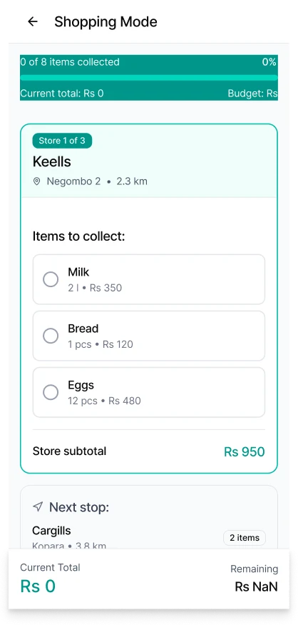 SmartCart: Continue with smart cart suggestion 1