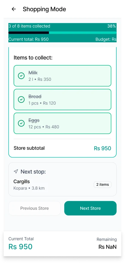 SmartCart: Continue with smart cart suggestion 3