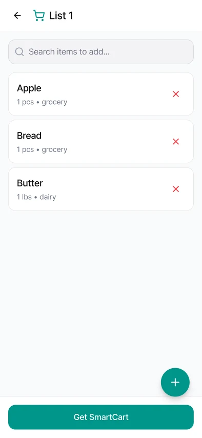 SmartCart: Items added