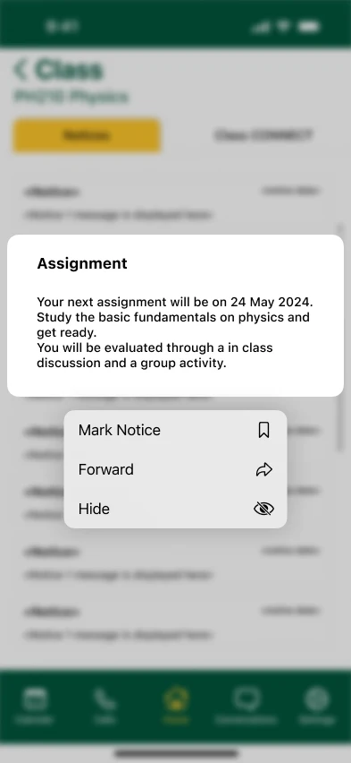 UniConnect: Home 4 · when click on a notice