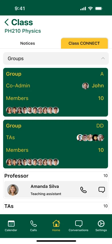UniConnect: Home 4 · After a new group is added